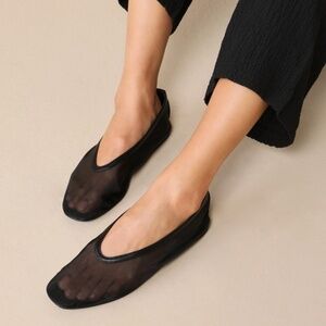 Lulus Aldan Black Sheer Mesh Ballet Flats - Size 8